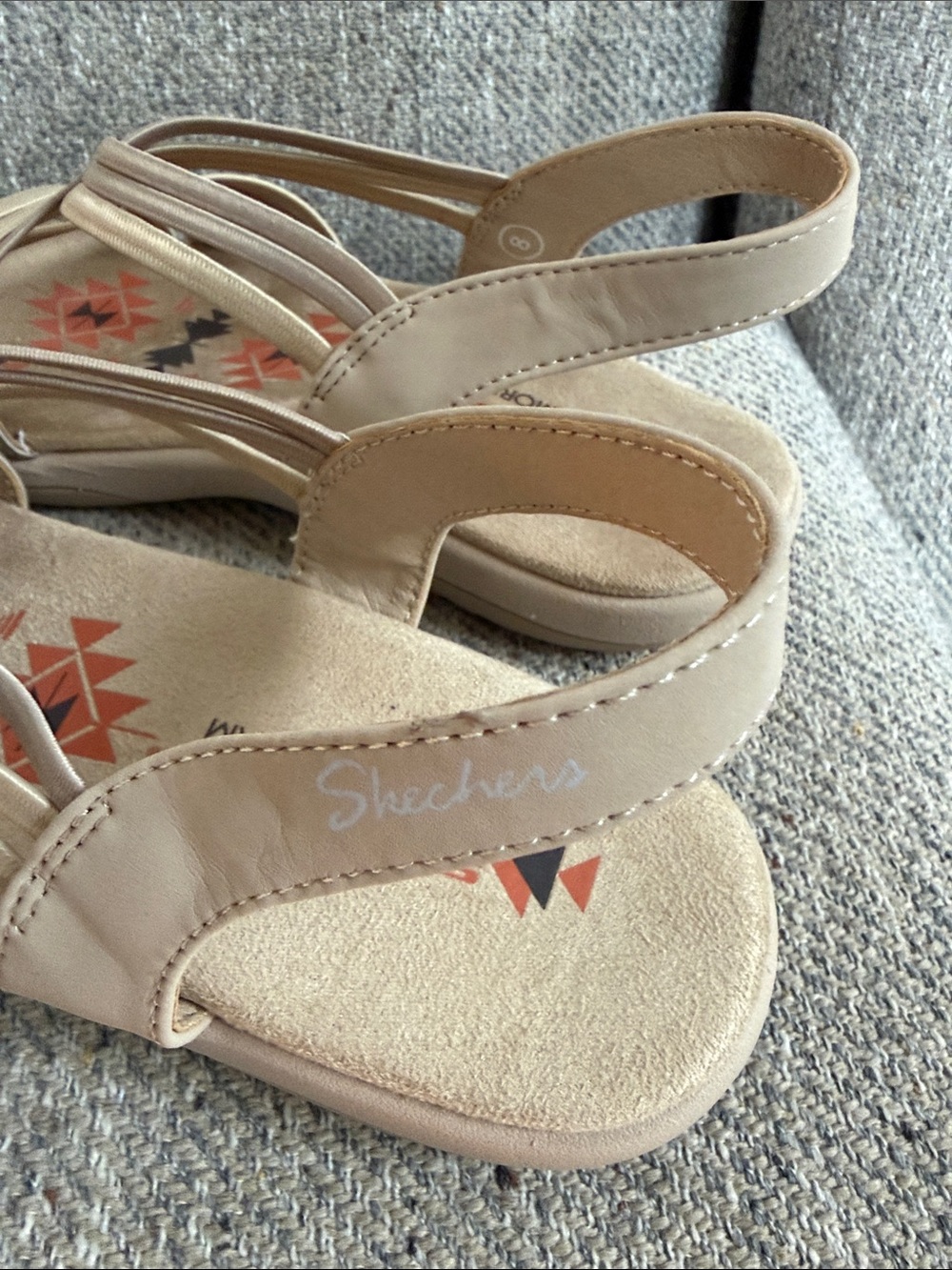 Sketchers Reggae Slim Comfort Stretch Slingback Sandals in Beige - Picture 11 of 13